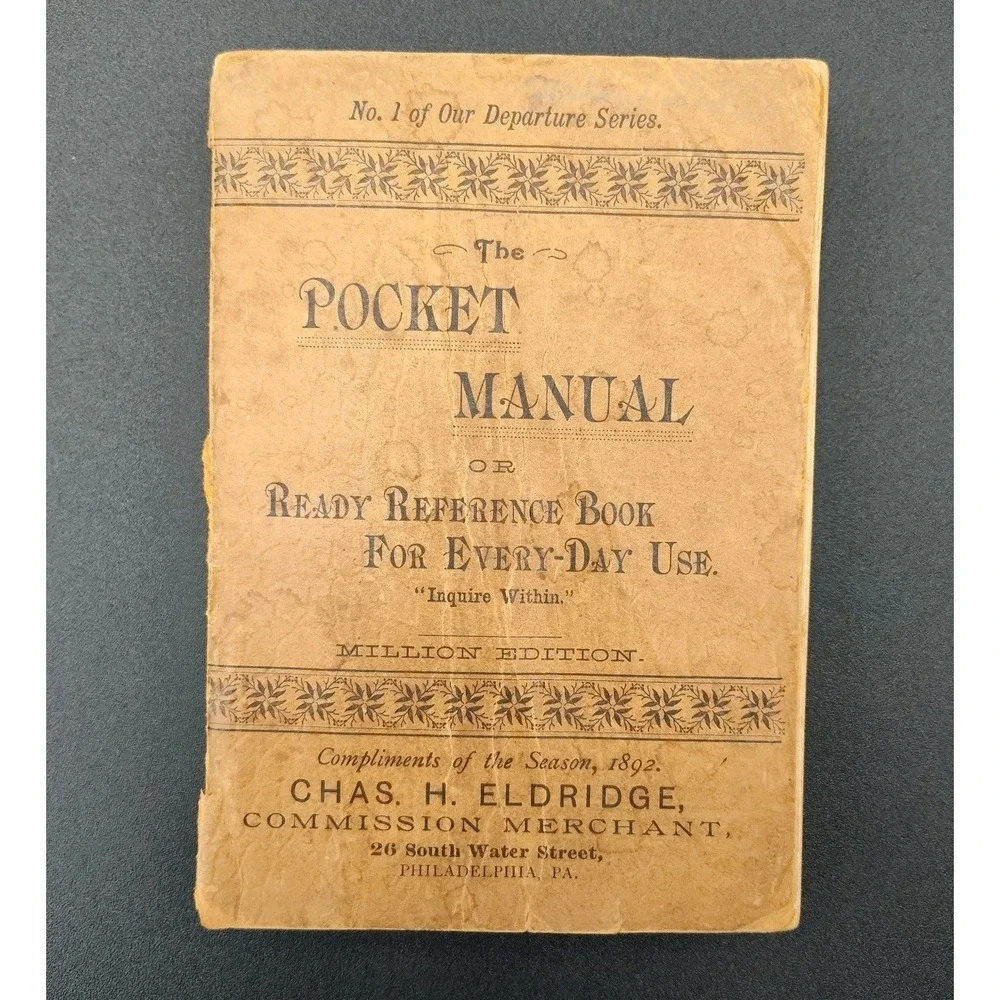 1890's Pocket Manual Ready Reference Book Rare VTG PAPERBACK SEE‎ BB33.1GU3303